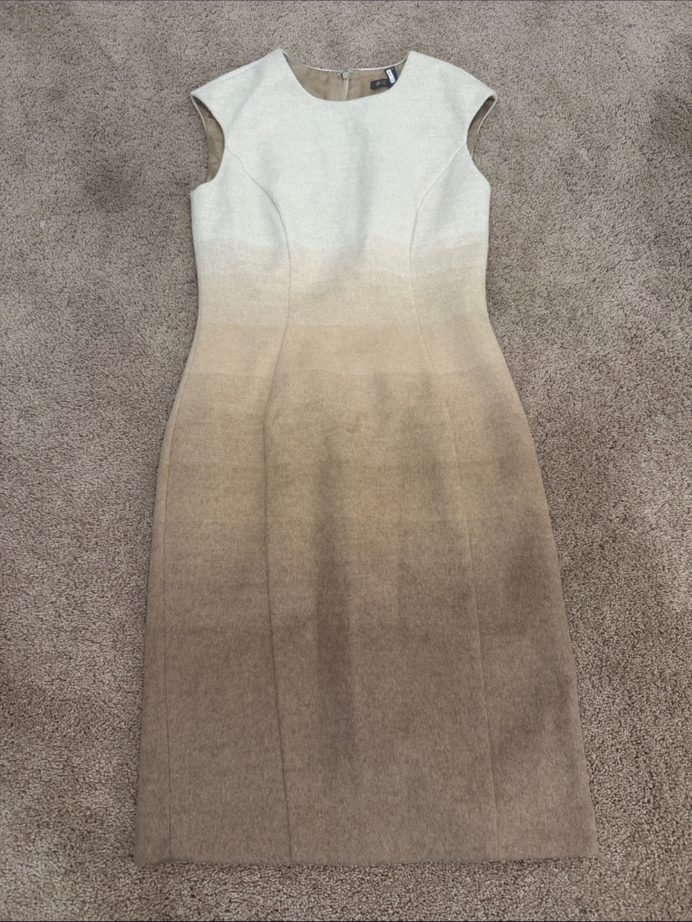 Brooks Brothers Sleeveless Ombre Sheath Dress in Cream and Brown
